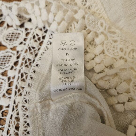 Revolve ASTR Silk Tank Lace Trim Romantic Blouse Top Size Medium - Picture 7 of 16